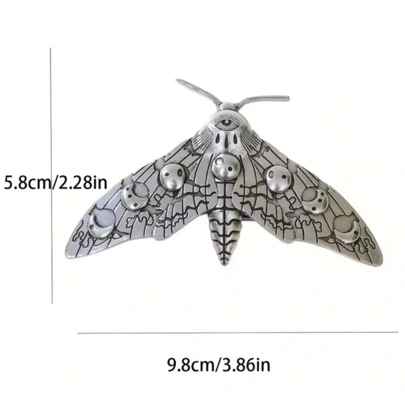 Gothic Silvery Moth Hair Pin - Picture 7 of 8